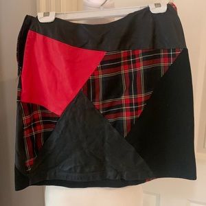 Plaid and Faux Leather Mini